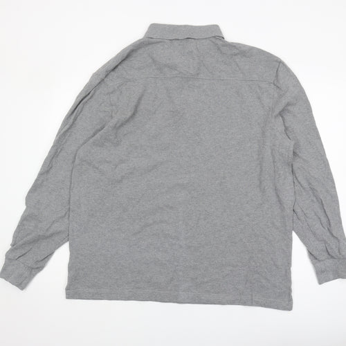 Howick Men's Grey Long Sleeve Polo - XL Cotton Casual