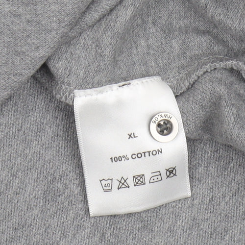 Howick Men's Grey Long Sleeve Polo - XL Cotton Casual
