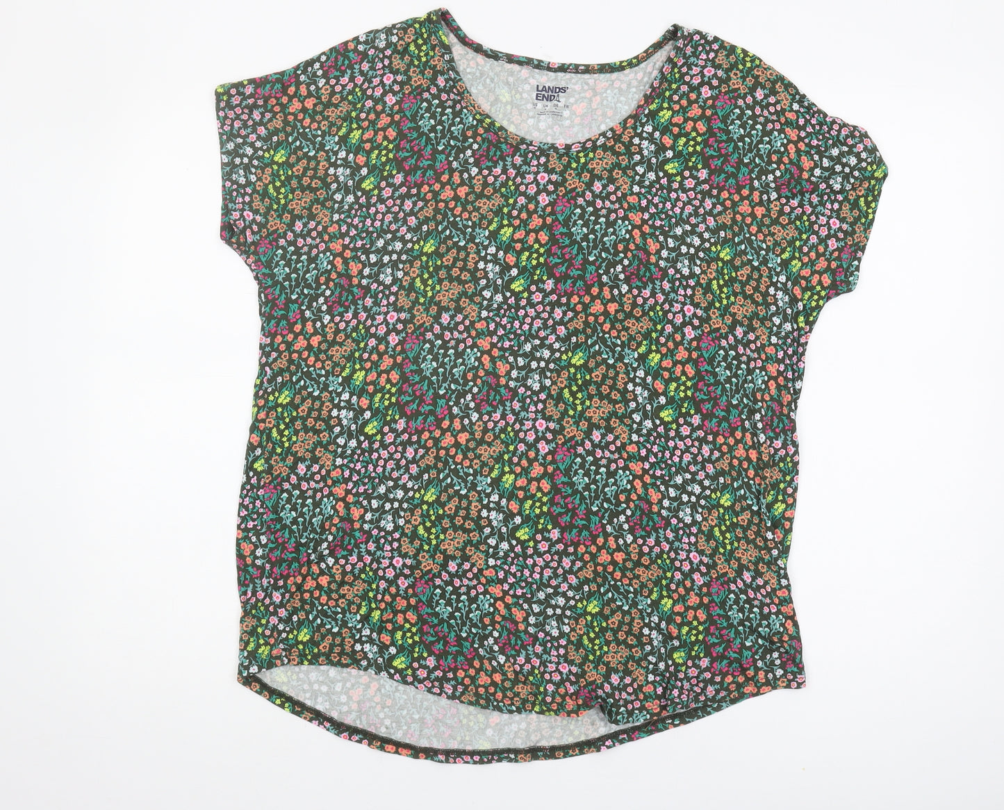 Lands' End Women's Multicoloured Floral T-Shirt, Size M