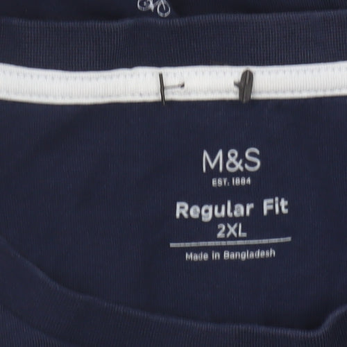 Marks and Spencer Blue Graphic Print T-Shirt 2XL