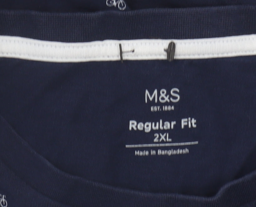 Marks and Spencer Blue Graphic Print T-Shirt 2XL