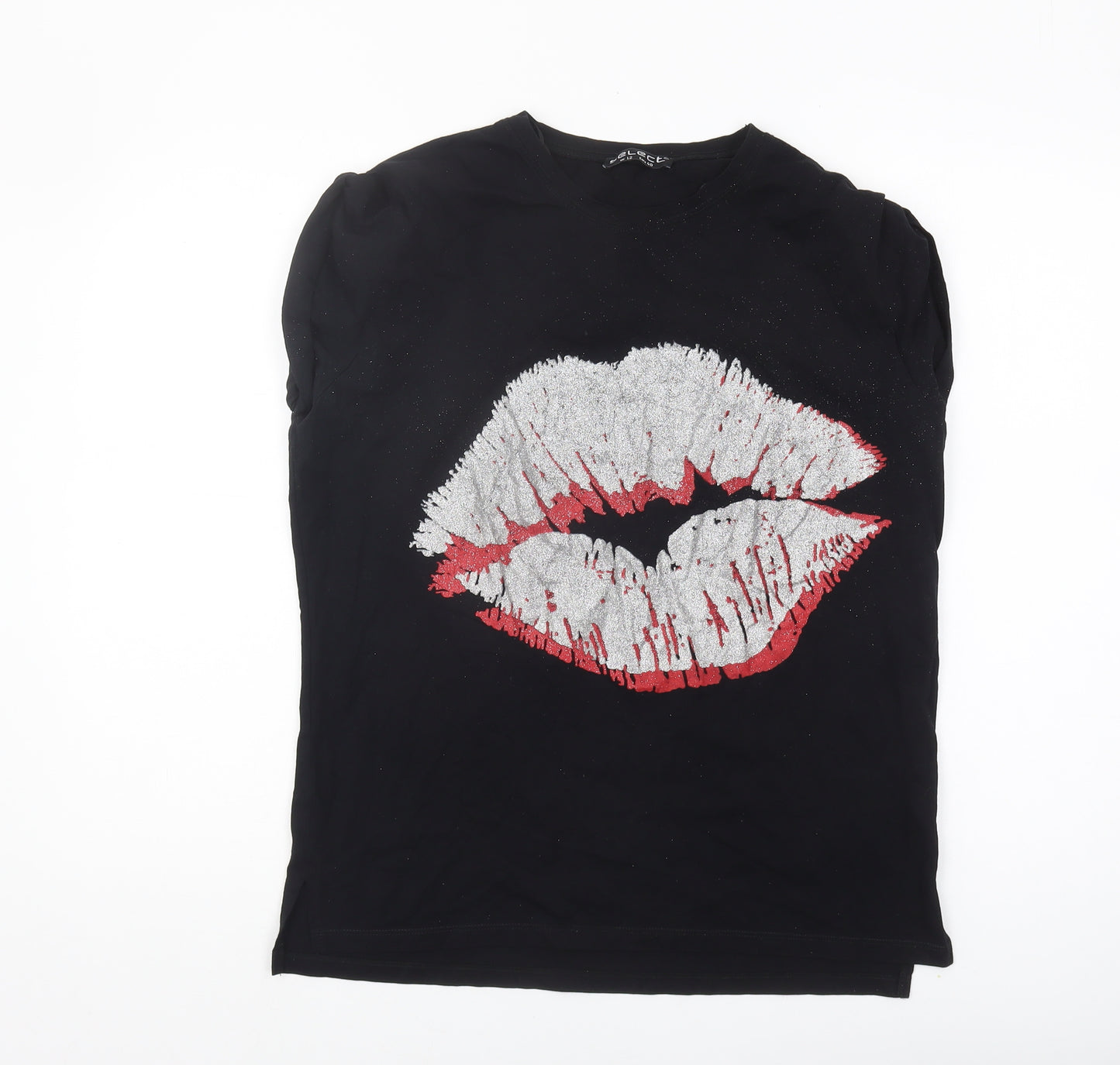 Select Women's Black T-Shirt, Size 12, Crew Neck, Sequined