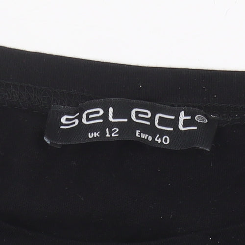 Select Women's Black T-Shirt, Size 12, Crew Neck, Sequined