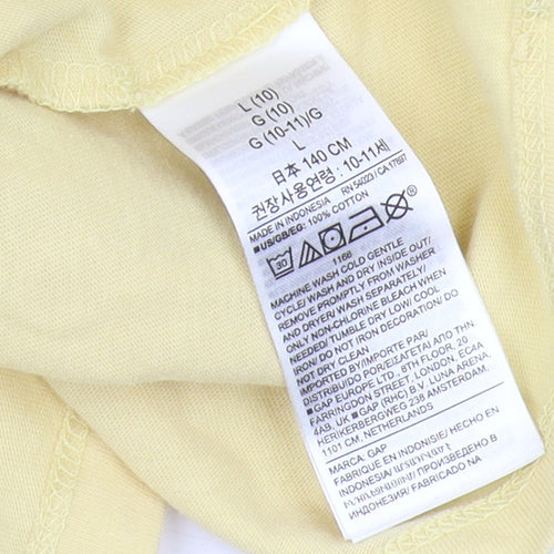 GAP Girls Yellow Graphic T-Shirt Size 10 Years