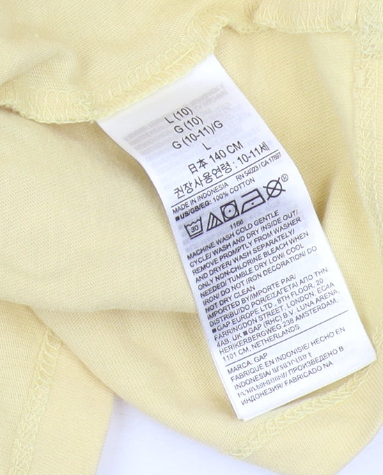 GAP Girls Yellow Graphic T-Shirt Size 10 Years