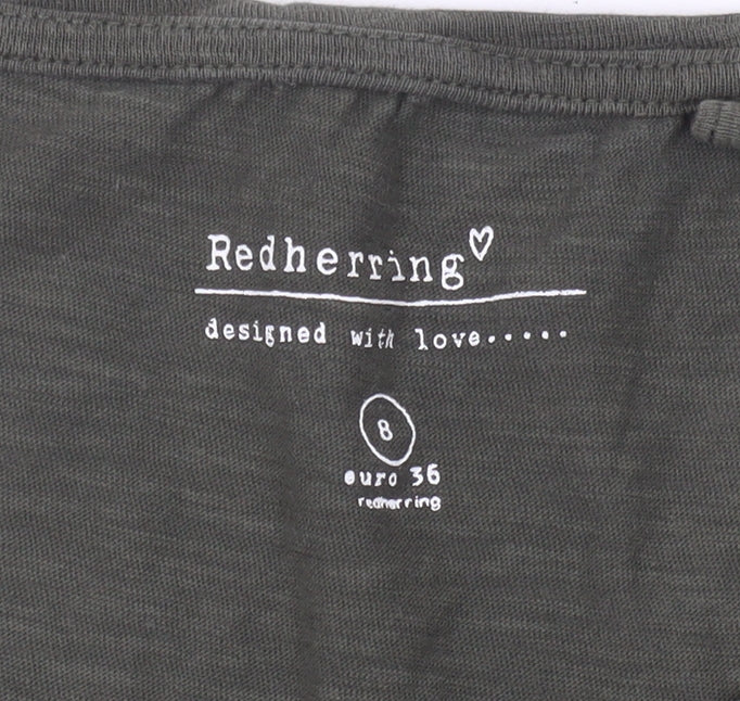 Red Herring Green Cotton T-Shirt Size 8 Women's