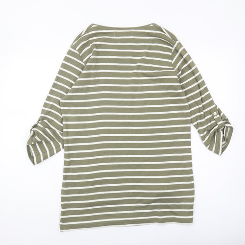 Fabrizio Women's Green Striped T-Shirt Size 12