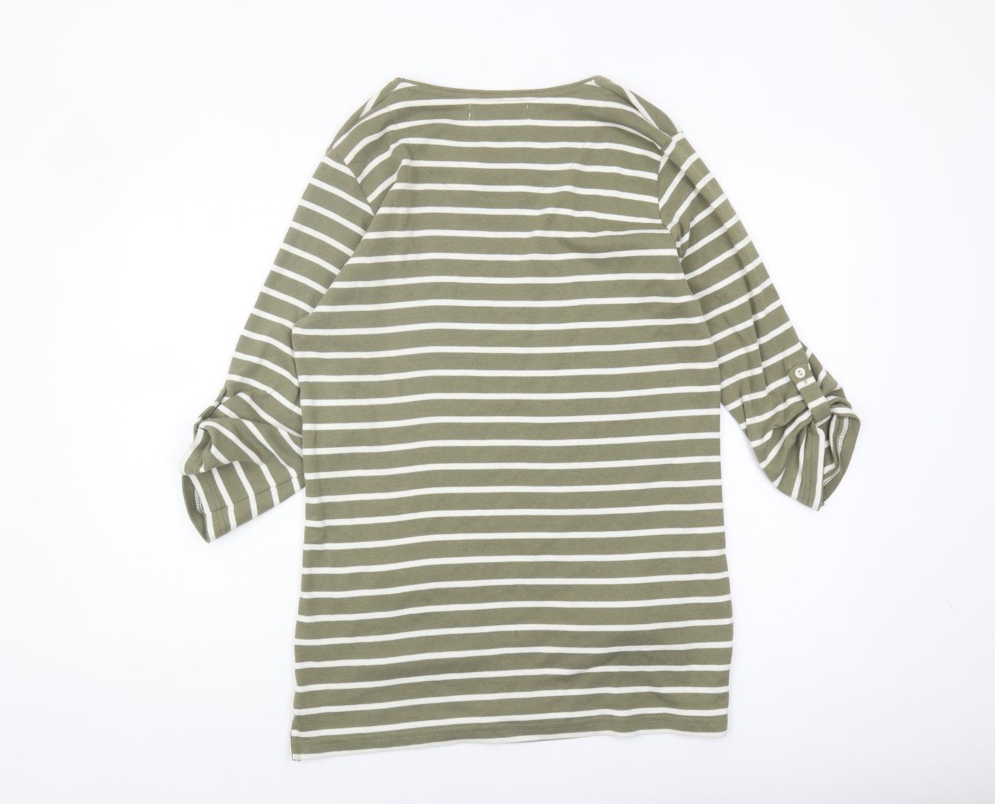 Fabrizio Women's Green Striped T-Shirt Size 12