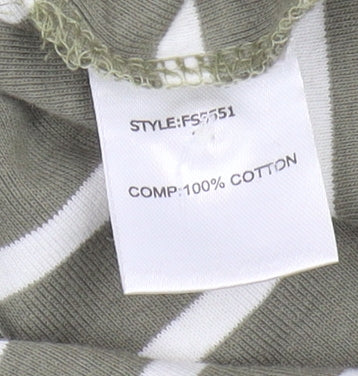 Fabrizio Women's Green Striped T-Shirt Size 12