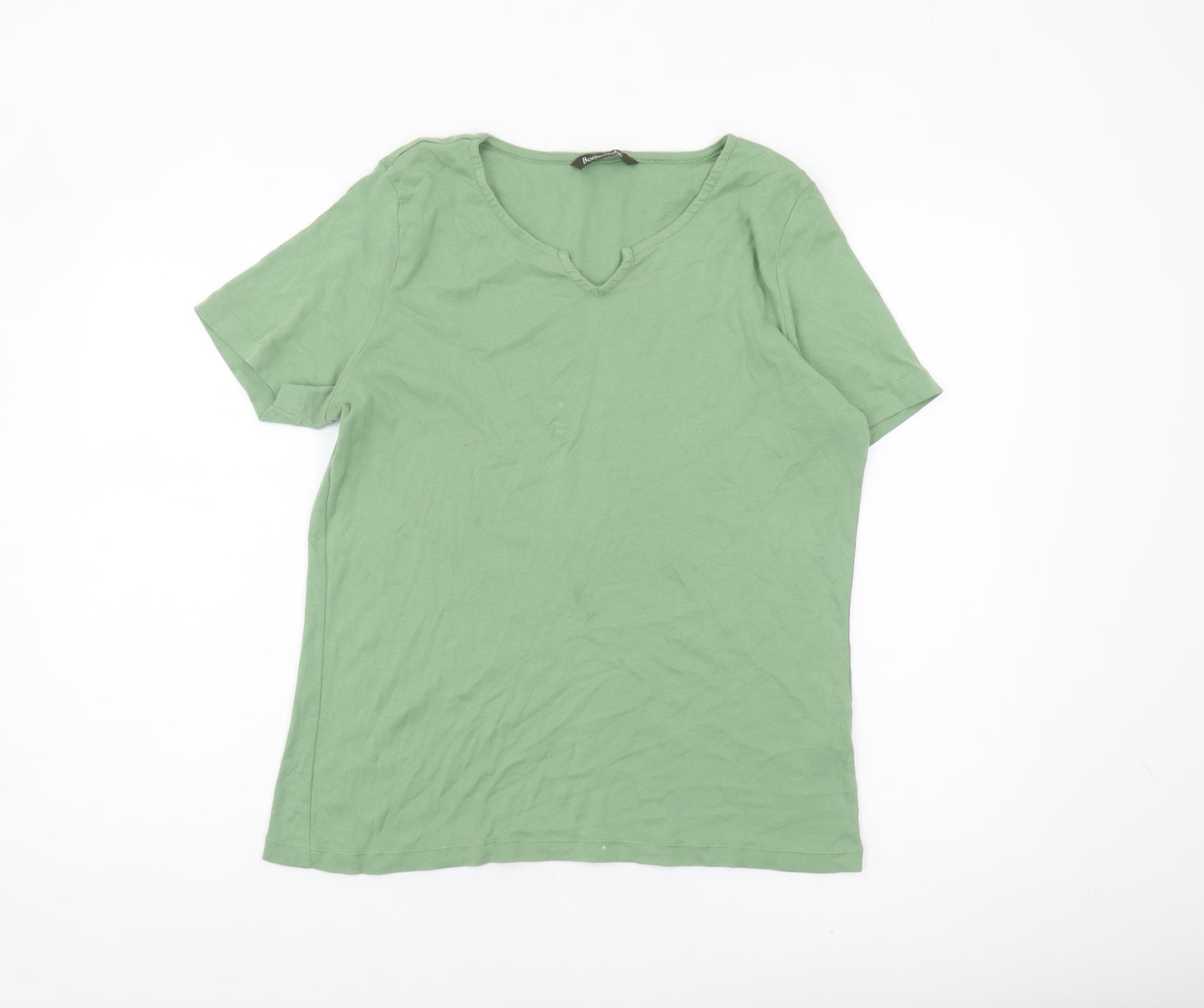 Bonmarché Women's Green V-Neck T-Shirt Size 16