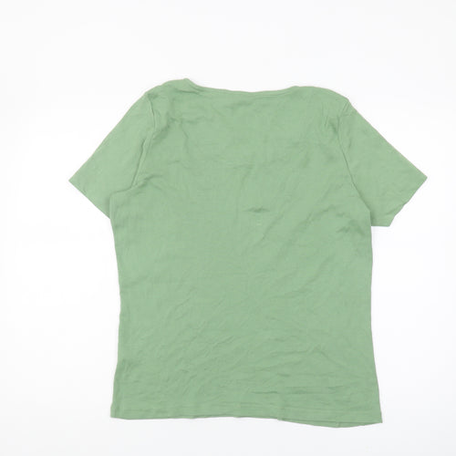 Bonmarché Women's Green V-Neck T-Shirt Size 16