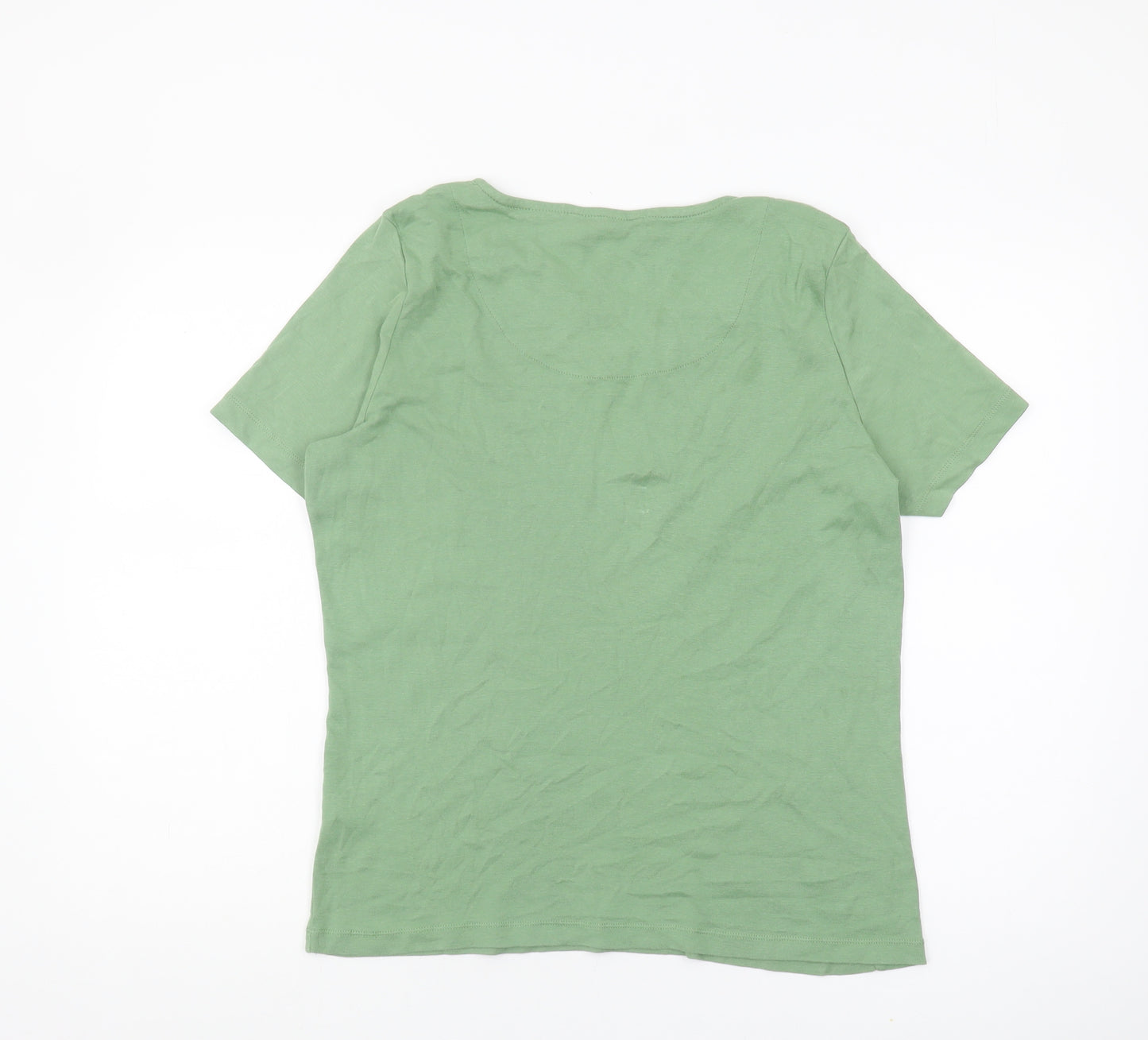Bonmarché Women's Green V-Neck T-Shirt Size 16