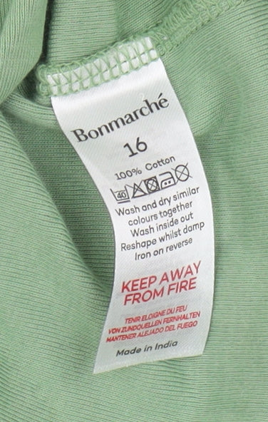 Bonmarché Women's Green V-Neck T-Shirt Size 16