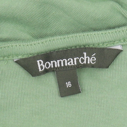 Bonmarché Women's Green V-Neck T-Shirt Size 16