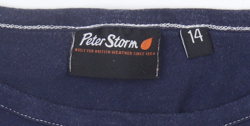 Peter Storm Women's Blue Striped T-Shirt - Size 14