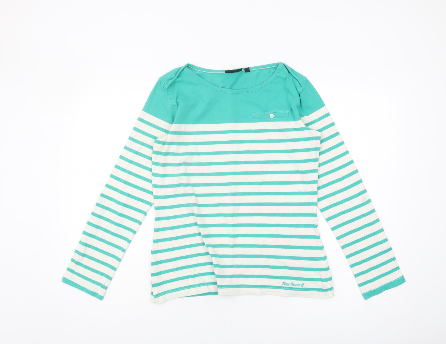 Peter Storm Womens Green Striped T-Shirt Size 14