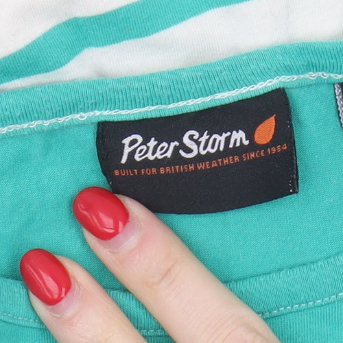 Peter Storm Womens Green Striped T-Shirt Size 14
