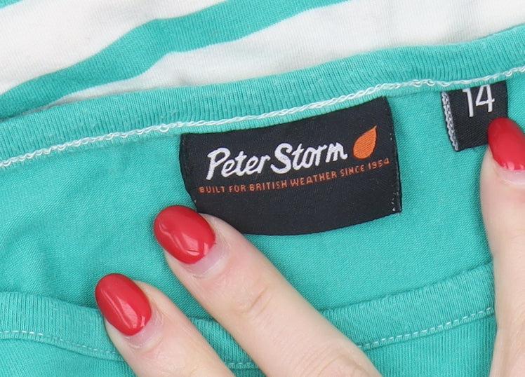 Peter Storm Womens Green Striped T-Shirt Size 14