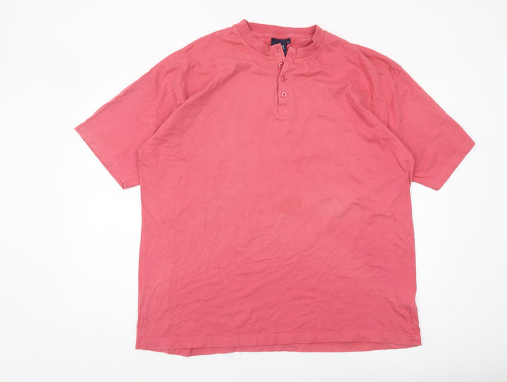 Cotton Traders Men's Red 2XL Henley T-Shirt