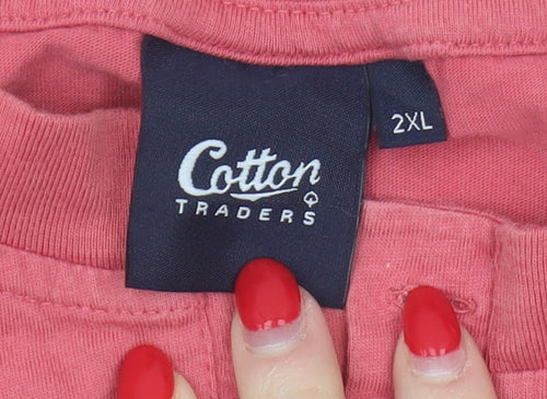 Cotton Traders Men's Red 2XL Henley T-Shirt