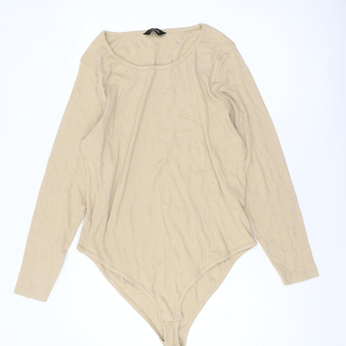 Yours Clothing Women's Beige Long Sleeve Bodysuit UK 22