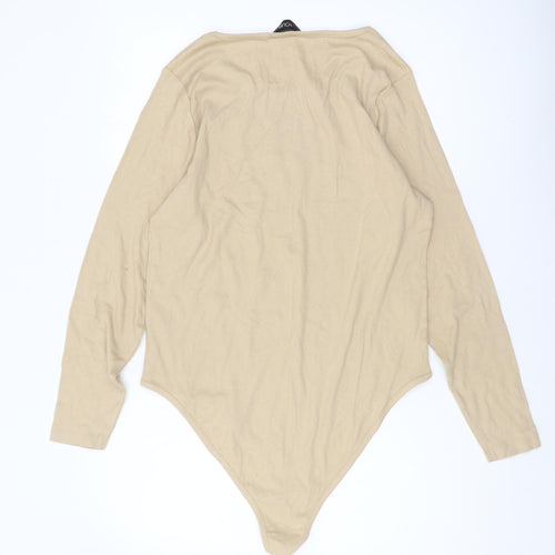 Yours Clothing Women's Beige Long Sleeve Bodysuit UK 22