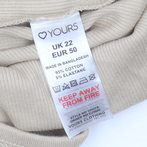 Yours Clothing Women's Beige Long Sleeve Bodysuit UK 22
