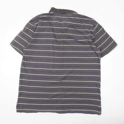 Boston Crew Men's Grey Striped Polo Shirt XL