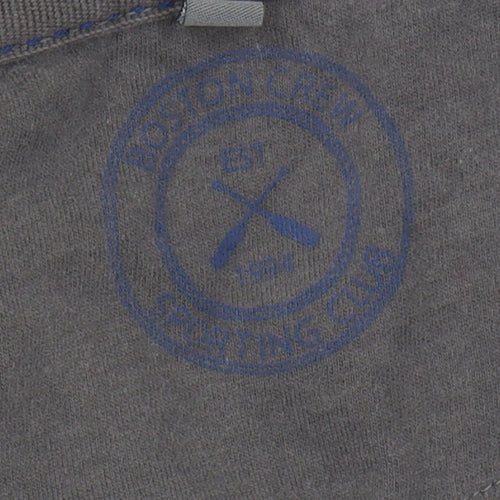 Boston Crew Men's Grey Striped Polo Shirt XL