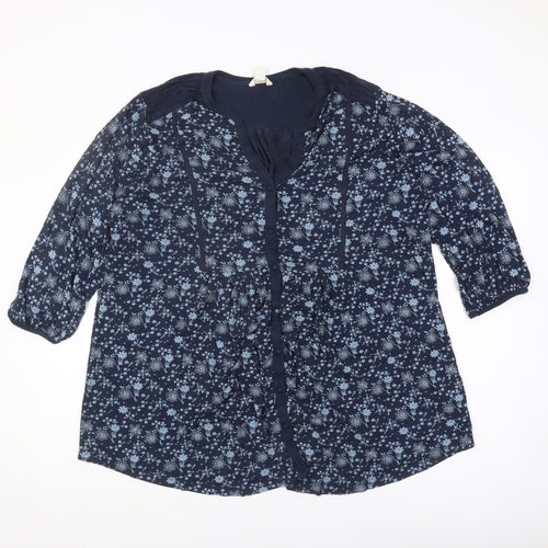 Monsoon Women's Blue Floral Tunic Blouse Size 18