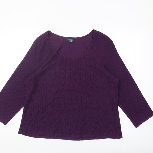 Saloos Collection Women's Purple 3/4 Sleeve Top XL