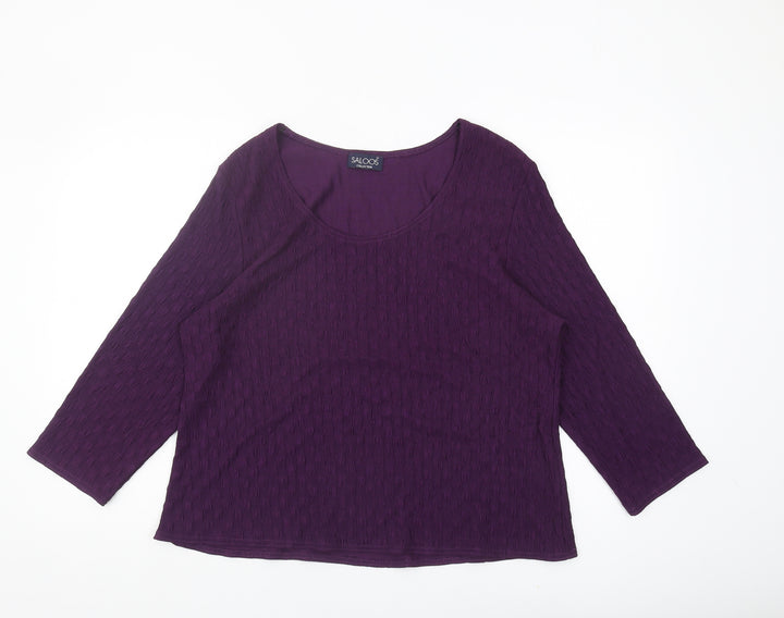 Saloos Collection Women's Purple 3/4 Sleeve Top XL