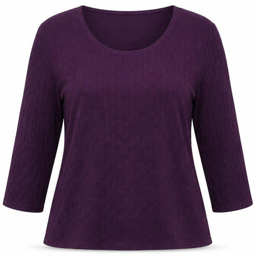 Saloos Collection Women's Purple 3/4 Sleeve Top XL
