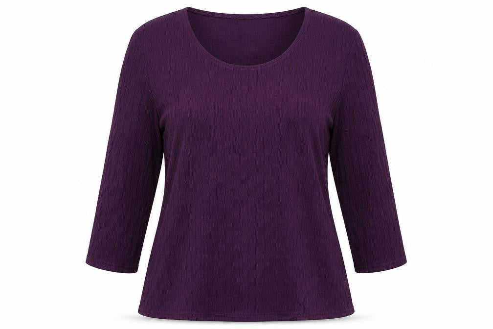 Saloos Collection Women's Purple 3/4 Sleeve Top XL