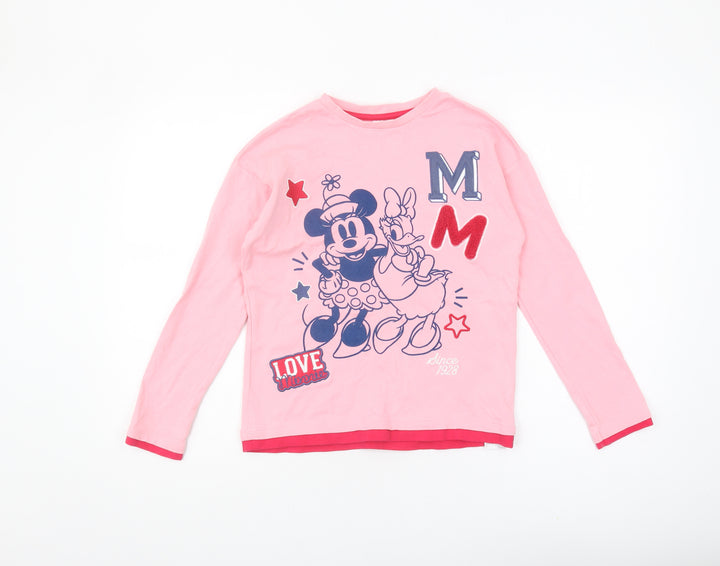 Disney Girls Pink Minnie Mouse T-Shirt 9-10 Years Long Sleeve