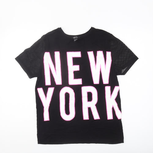 New Look Girls Black Graphic Jersey T-Shirt 12-13 Years