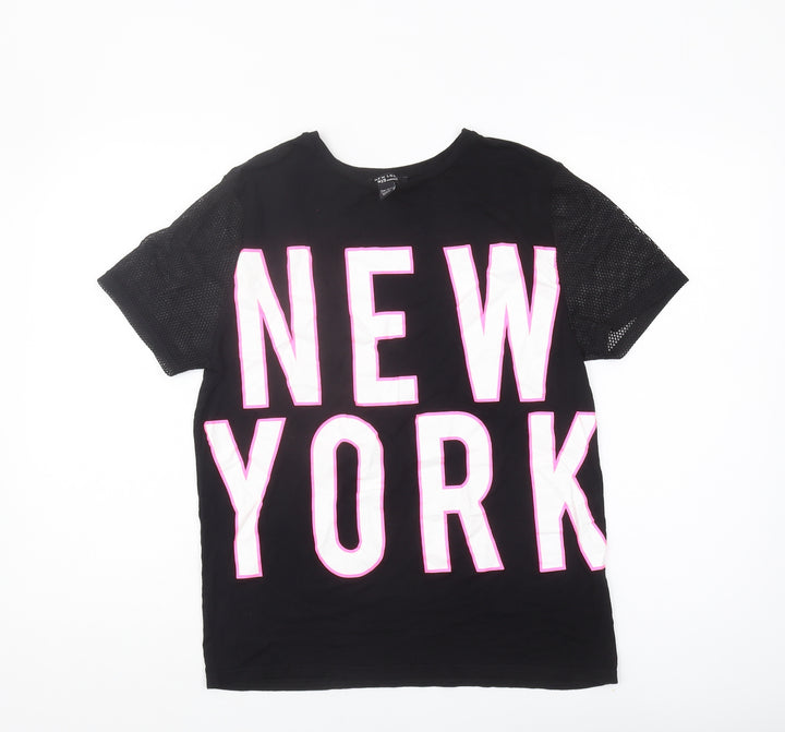 New Look Girls Black Graphic Jersey T-Shirt 12-13 Years