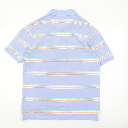 Marks and Spencer Men's Blue Striped Polo, M, Regular Fit