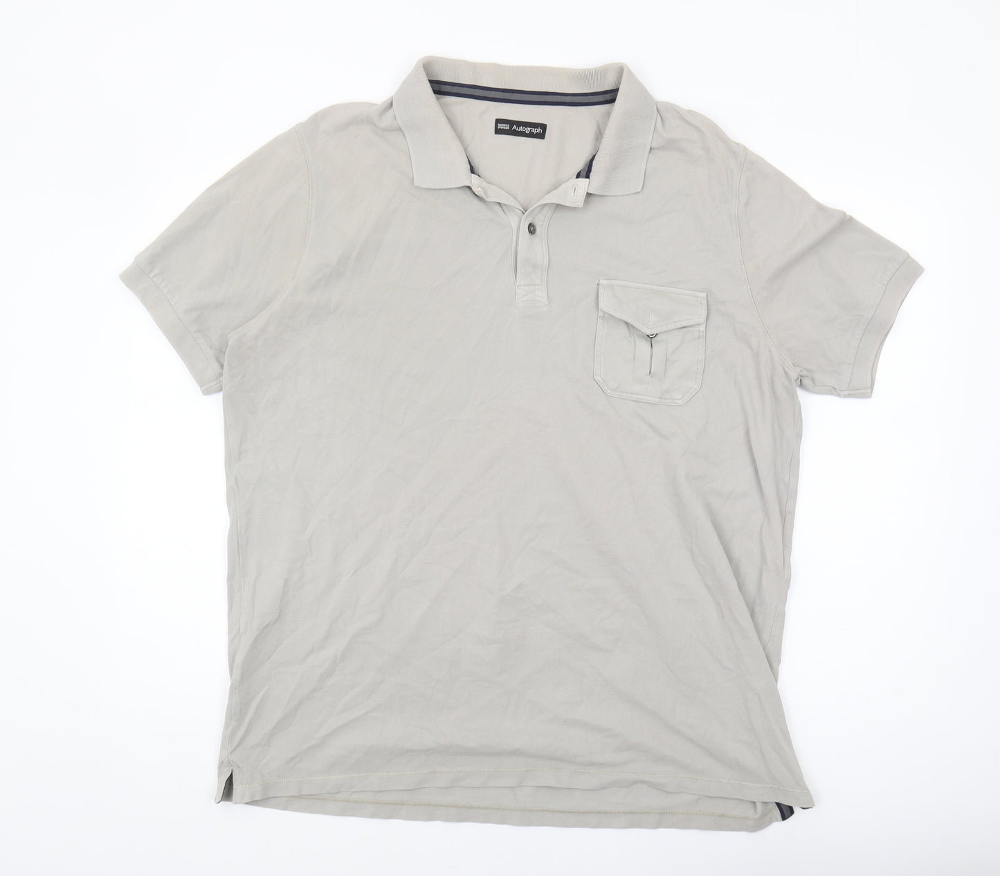 Marks and Spencer Men's Grey Polo Shirt XL