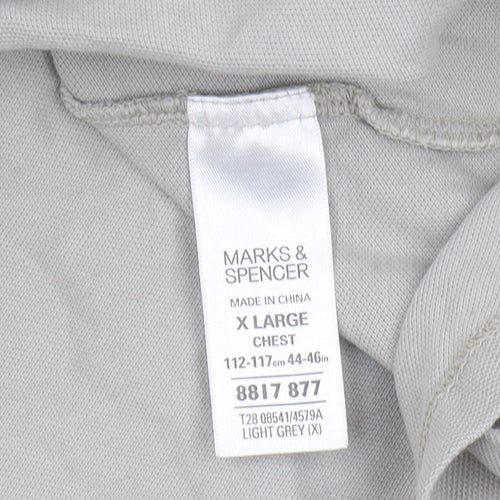Marks and Spencer Men's Grey Polo Shirt XL