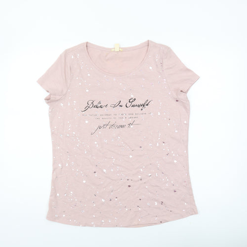 Esprit Women’s Pink T-Shirt, Size L, Sequin Accent