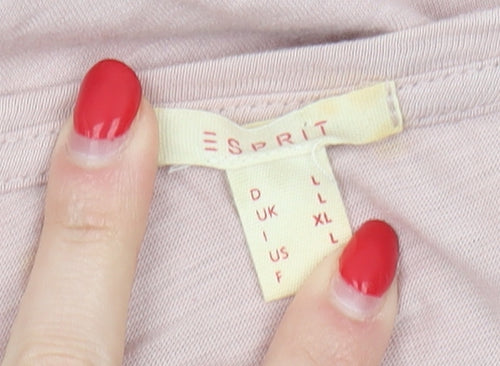 Esprit Women’s Pink T-Shirt, Size L, Sequin Accent
