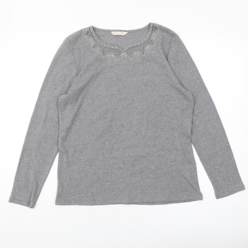 Anna Rose Women's Grey Long Sleeve Casual T-Shirt M
