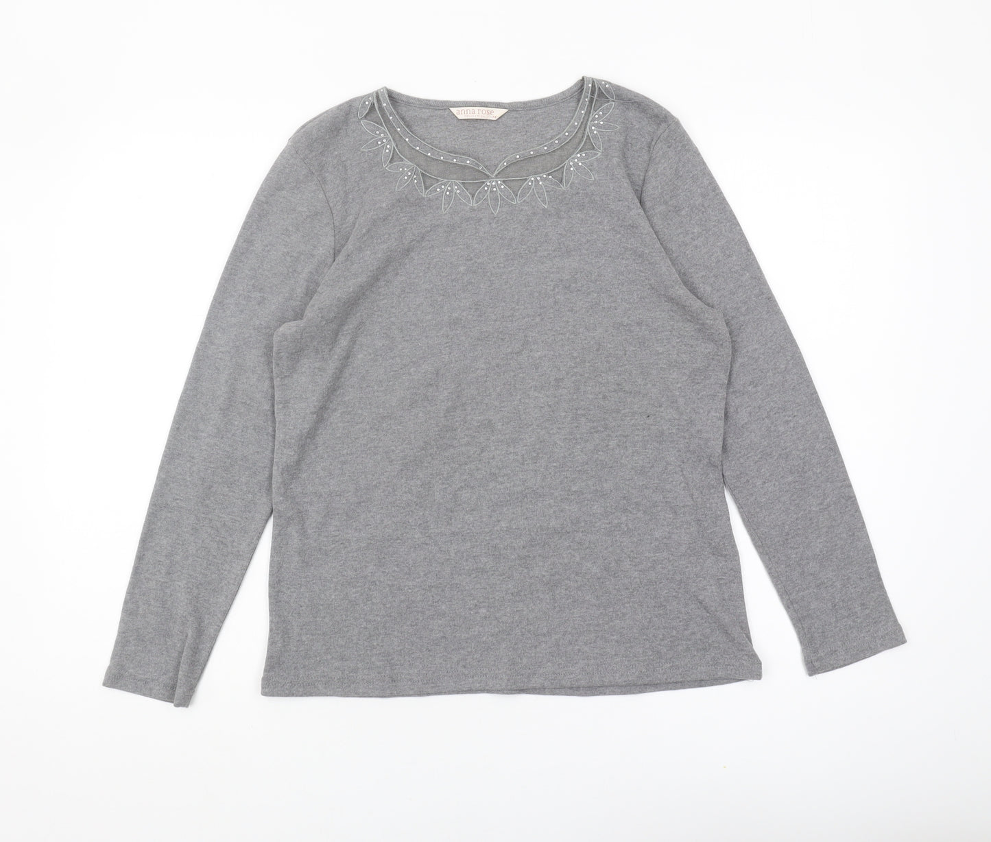 Anna Rose Women's Grey Long Sleeve Casual T-Shirt M