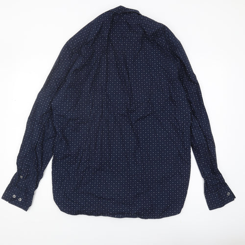 French Connection Men's Blue XL Polka Dot Button-Up Shirt