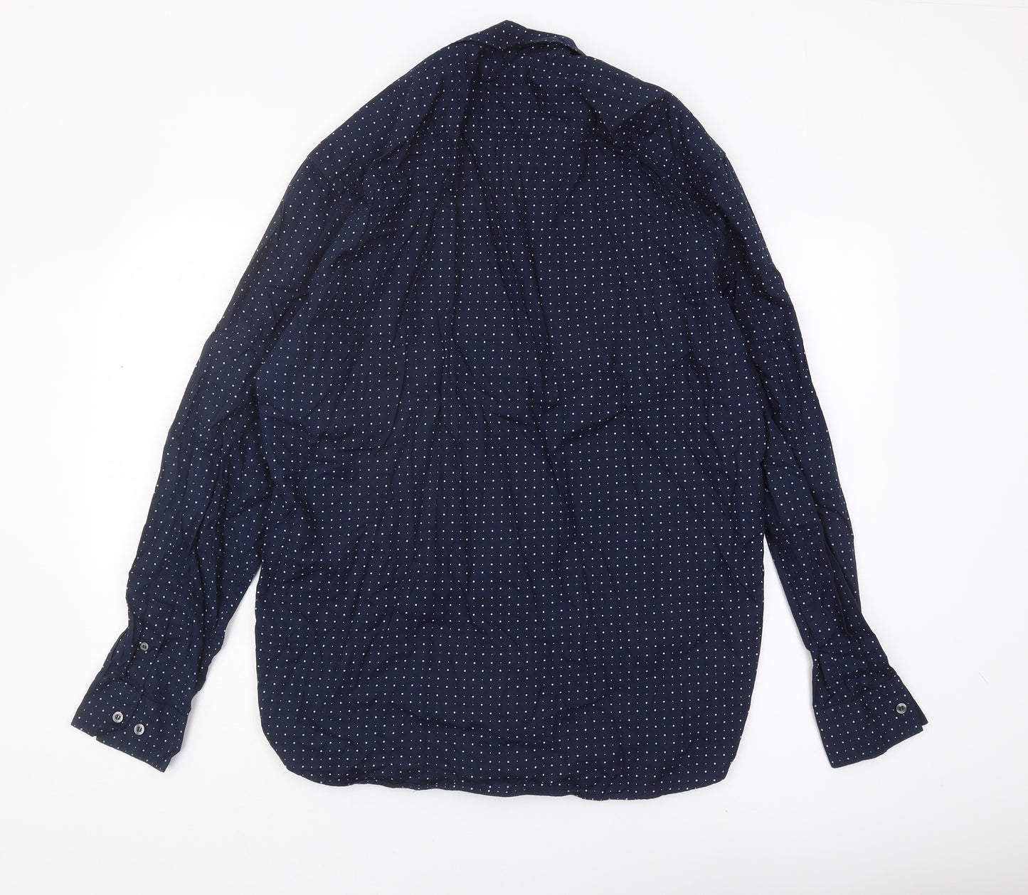 French Connection Men's Blue XL Polka Dot Button-Up Shirt
