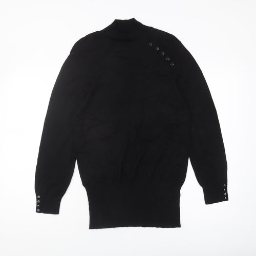 Wallis Women's Black Pullover Mock Neck Jumper Size 12