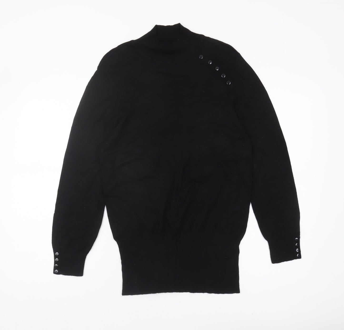 Wallis Women's Black Pullover Mock Neck Jumper Size 12
