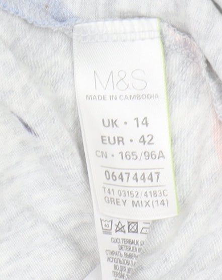 Marks and Spencer Women's Grey Floral Top Size 14