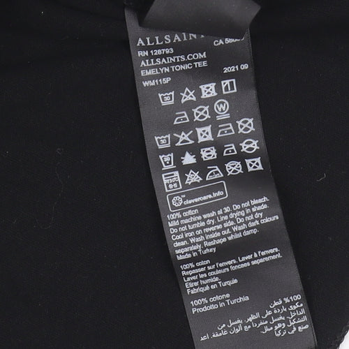 AllSaints Women's Black XS V-Neck T-Shirt